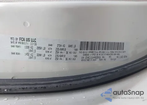 2017 Chrysler Pacifica Touring-L Plus z USA, uszkodzony, nr VIN 2C4RC1EG4HR622418